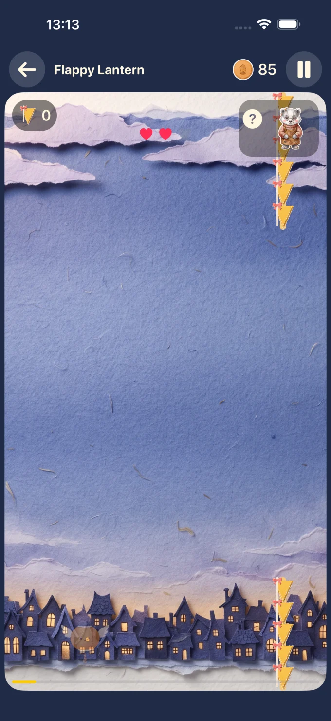 Gioco Flappy Lantern in LumiNest: Matematica